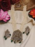 Enchanting Tirupati Design Handcrafted AD Pendant Antique Pearl Rani Haar
