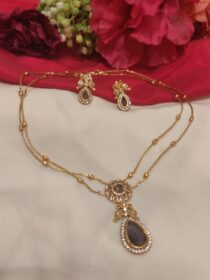 Mesmerizing Floral Design Purple Pendant Chain Layer Necklace