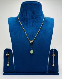 Elegant AD Pendant Sky Blue Stone Chain Necklace