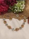 Lustrous Peacock Design Sky Blue Stone Short Necklace