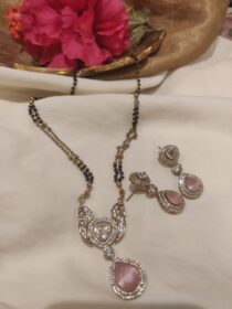 Brilliant Mangalsutra AD Pink Stone Pendant