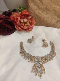 Mesmerizing  Gold Finish Peacock Design AD Stone Short Necklace