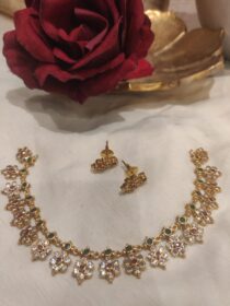 Brilliant AD Stone Floral Short Necklace Haram