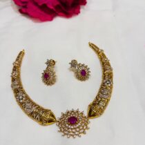 Alluring Hasli Design Red AD Stone Short Necklace
