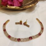 Refined AD Stone Red Short Necklace
