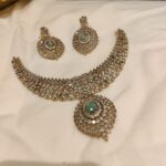 Captivating Anti Finish Sky Blue Stone Pendant AD Short Necklace