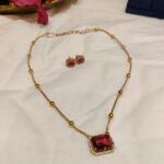 Timeless Red Stone Pendant Chain Necklace