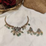 Refined AD Peacock Light Green Beads Short Necklace
