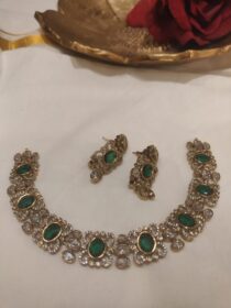 Timeless AD Stone Green Short Necklace