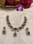 Sparkling Anti Finish Purple Stone AD Short Necklace