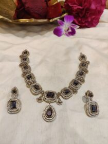 Sparkling Anti Finish Purple Stone AD Short Necklace