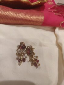 Majestic Floral Peacock Red AD Earring