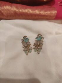 Majestic Floral Peacock Skyblue AD Earring