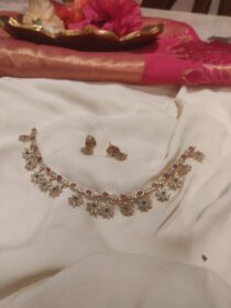 Elegant Crystal Red Floral AD Short Necklace