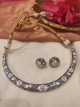 Sparkling Blue White Necklace With Crystal AD Stones