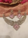 Exquisite Crystal AD Winges Necklace With Pink AD Stone