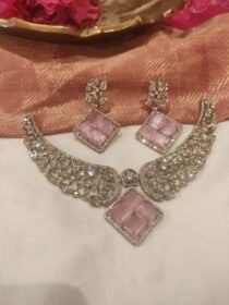 Exquisite Crystal AD Winges Necklace With Pink AD Stone