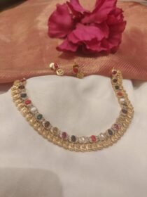 Majestic Navratna AD Stones Neckalce With coins