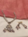 Elegant Crystal AD Necklace With Peacocok Pendant Purple Beads