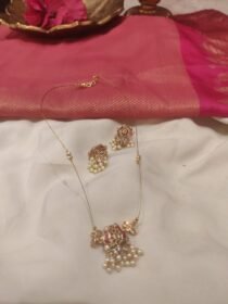 Opulent Slim Chian With White Beads Lotus