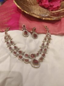 Sparkling Red AD Stone 2 layer Short Neckalce