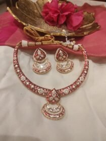 Timeless Red Neckalce Crystal Moon Design