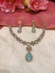 Jubilant Round Floral Skyblue Ad Necklace