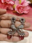 Divine Floral Peacock Red Earring