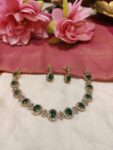 Pinnacle Crystal Green Short AD Necklace