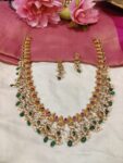 Inimitable Lakshmi Neckalce With Green White Beads