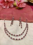 Regal CZ Finish 2 layer Red Ad stone Necklace