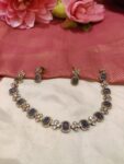 Mesmerizing Crystal Purpel Floral AD Short Necklace