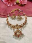 Brilliant Short Lakshmi Neckalce With LightGreen Beads