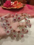Elegant CZ Neckalce With Red Ad Stone