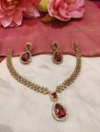 Fashionable Leafs Neckalce With Red Ad Stone