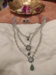 Whimsical 3 Layer CZ Neckalce With Green Floral Ad design