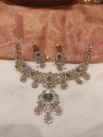 Timeless Red AD Crystal Floral Neckalce