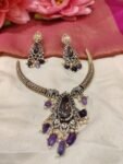 Precious AD Elephant Neckalce With Purple AD Stones