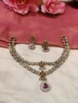 Mesmerizing 2 Layer Crystal Necklace With Red AD Stone