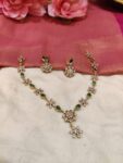 Captivating Floral Neckalce With Green AD Stone