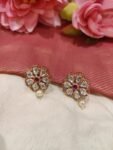 Dazzling Crystal AD Stone Floral Pink Earring