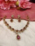 Opulent Red AD Stone Floral Neckalce