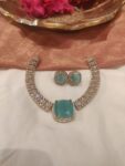 Refined Crystal Round AD Necklace With Skyblue AD Stone