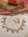 Timeless Crystal Stone AD Short Necklace With Green AD Stone