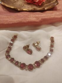 Radiant Red AD Stone Short Necklace