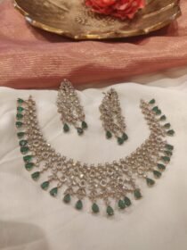 Timeless Crystal AD CZ Droplet Necklace With Green AD Stone