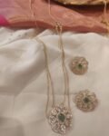 Radiant 2 Layer Crystal Floral Chain With Green AD Stone