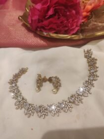 Elegant Crystal Short Necklace with Crystal AD Stone