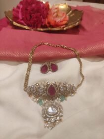 Beautiful AD Crystal Stone Chain Choker With Light green white Beads