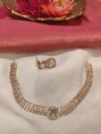 Exquisite Golden AD Short Necklace With Crystal AD Stone